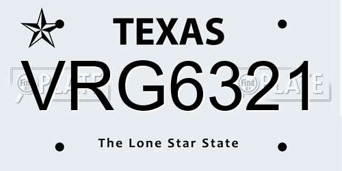VRG6321 Texas License Plate
