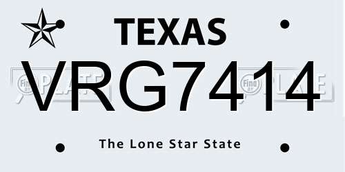 VRG7414 Texas License Plate