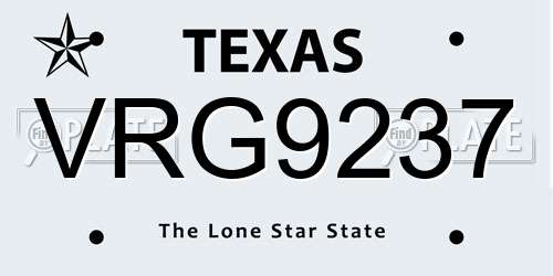 VRG9237 Texas License Plate