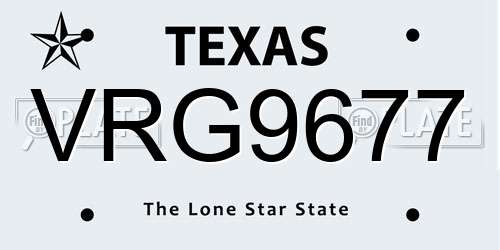 VRG9677 Texas License Plate