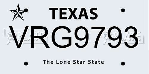 VRG9793 Texas License Plate