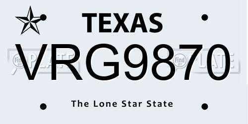 VRG9870 Texas License Plate