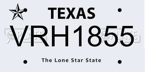 VRH1855 Texas License Plate