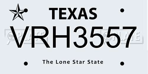 VRH3557 Texas License Plate