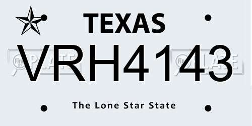 VRH4143 Texas License Plate