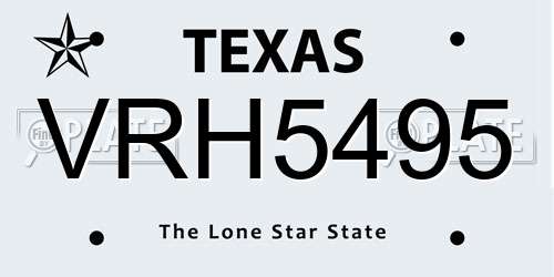 VRH5495 Texas License Plate