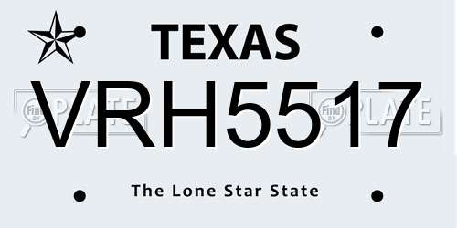 VRH5517 Texas License Plate