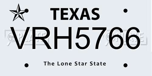 VRH5766 Texas License Plate