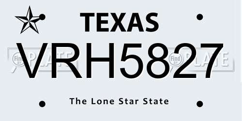 VRH5827 Texas License Plate