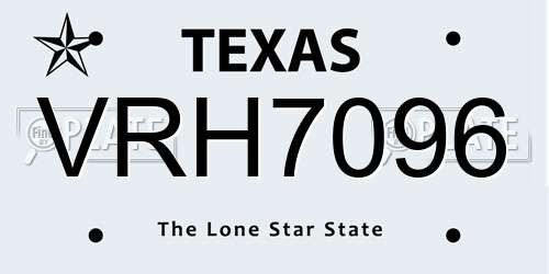 VRH7096 Texas License Plate