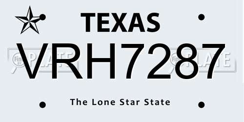 VRH7287 Texas License Plate