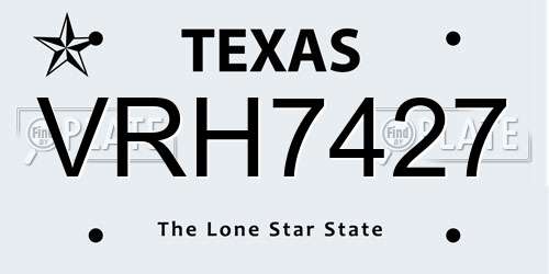VRH7427 Texas License Plate