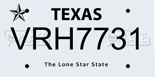 VRH7731 Texas License Plate