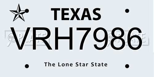 VRH7986 Texas License Plate