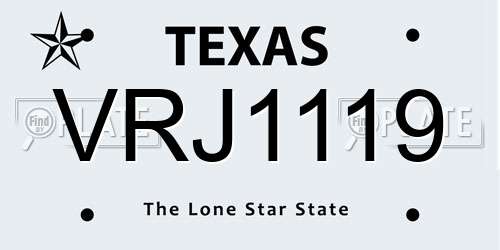 VRJ1119 Texas License Plate