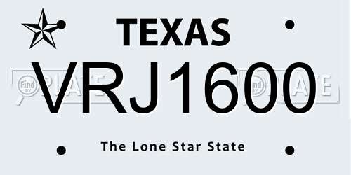 VRJ1600 Texas License Plate