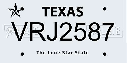 VRJ2587 Texas License Plate