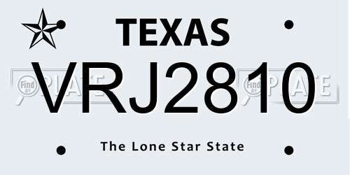 VRJ2810 Texas License Plate