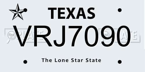 VRJ7090 Texas License Plate