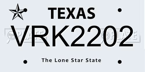 VRK2202 Texas License Plate