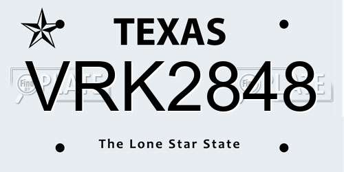 VRK2848 Texas License Plate