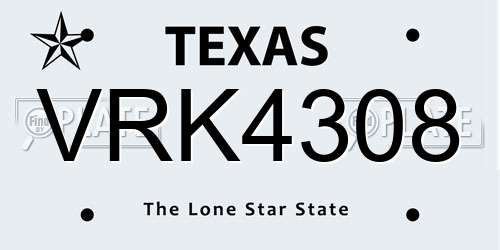 VRK4308 Texas License Plate