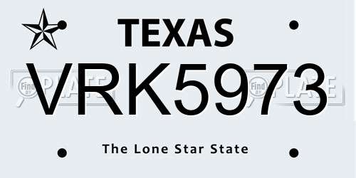 VRK5973 Texas License Plate