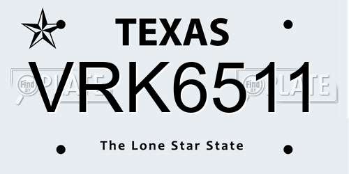 VRK6511 Texas License Plate