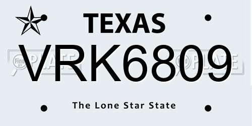 VRK6809 Texas License Plate
