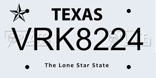 VRK8224 Texas License Plate