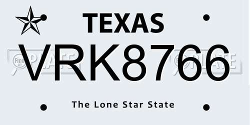 VRK8766 Texas License Plate