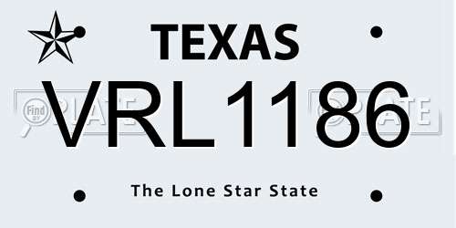 VRL1186 Texas License Plate