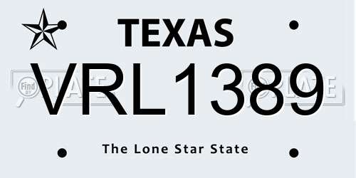 VRL1389 Texas License Plate