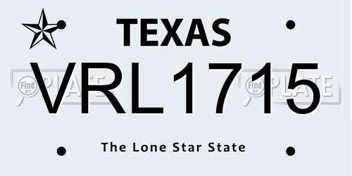VRL1715 Texas License Plate