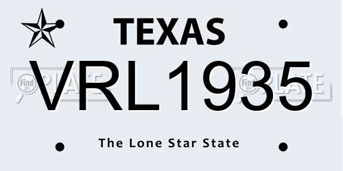 VRL1935 Texas License Plate