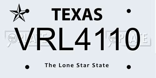 VRL4110 Texas License Plate