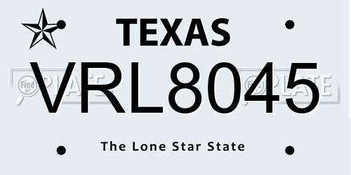 VRL8045 Texas License Plate
