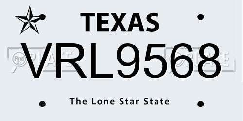 VRL9568 Texas License Plate