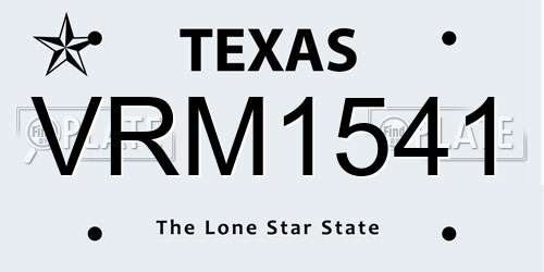 VRM1541 Texas License Plate
