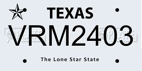 VRM2403 Texas License Plate