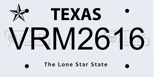 VRM2616 Texas License Plate