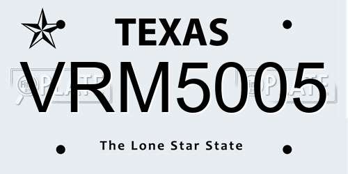 VRM5005 Texas License Plate