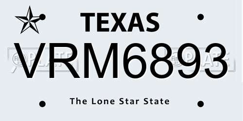 VRM6893 Texas License Plate