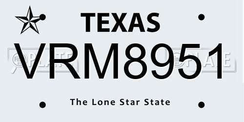 VRM8951 Texas License Plate