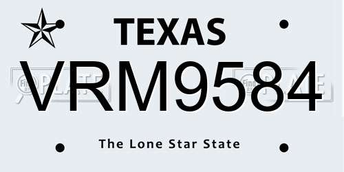 VRM9584 Texas License Plate