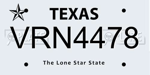 VRN4478 Texas License Plate