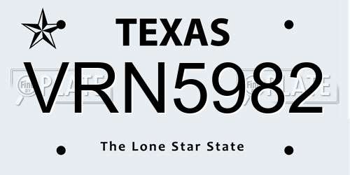VRN5982 Texas License Plate