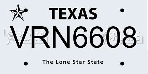 VRN6608 Texas License Plate