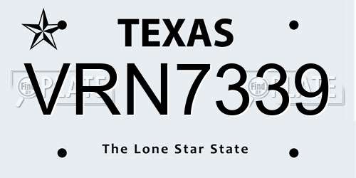 VRN7339 Texas License Plate