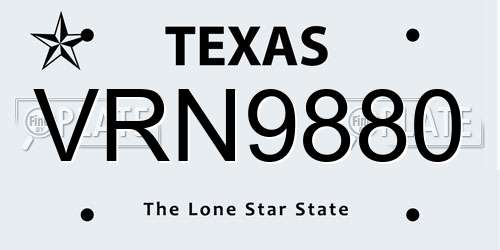 VRN9880 Texas License Plate